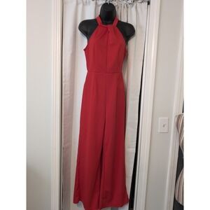 Niay Women's Red Sleeveless Flared Leg Jumpsuit Size XSmall